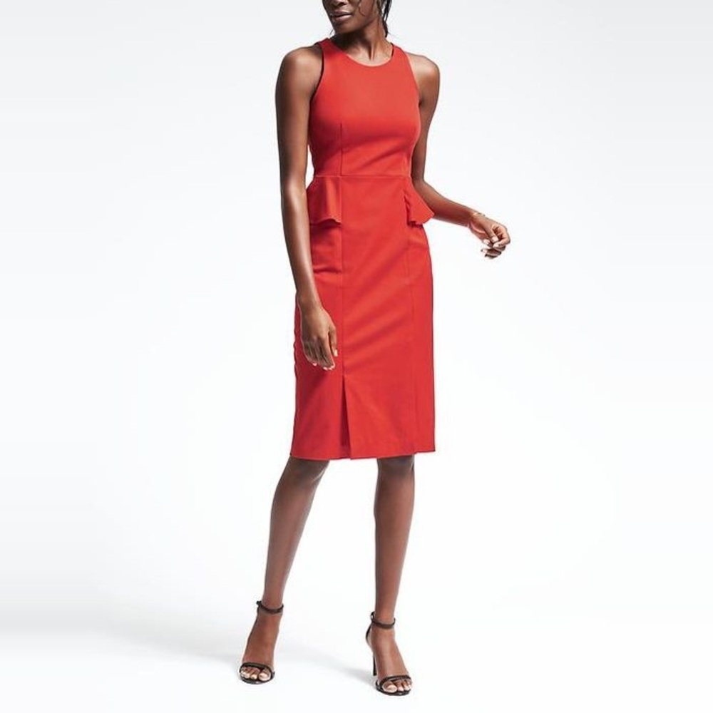 Banana Republic Red Side-Peplum Sheath Dress
